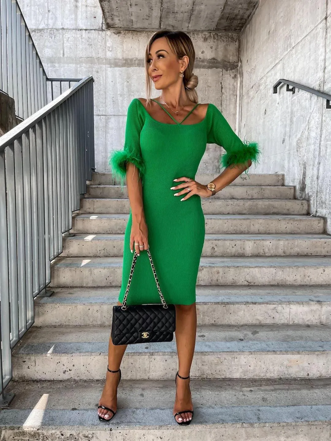 Wrapped Straplessness Collar Stretch Pencil Dresses
