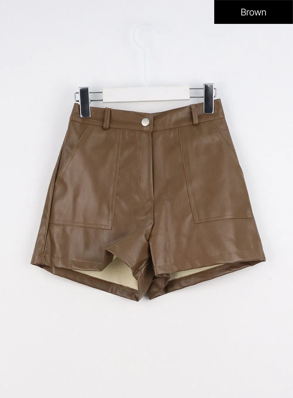 Wrinkled Faux Leather Shorts IO317