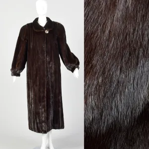 XL Brown Full Length Mink Fur Coat