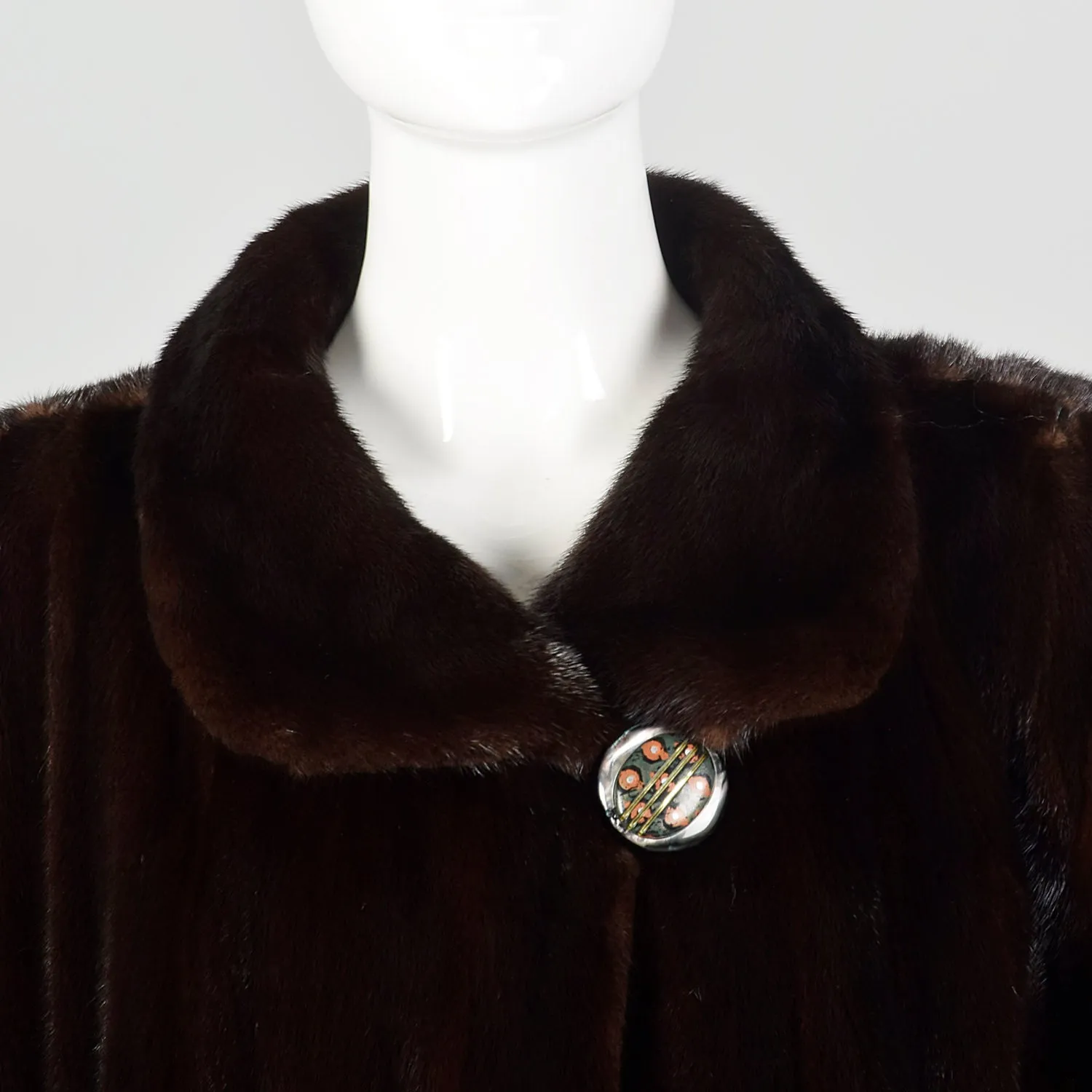 XL Brown Full Length Mink Fur Coat