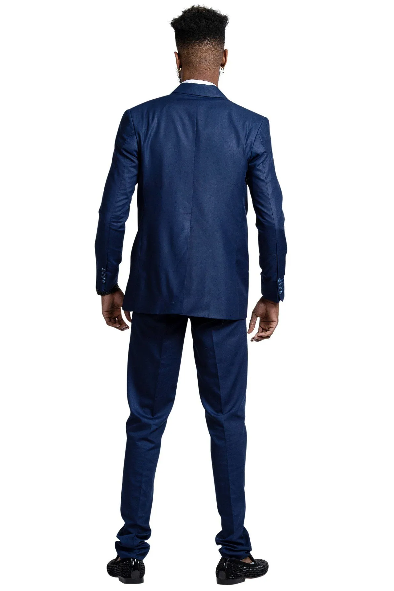 Zain Navy Blue Men's African Print Suit (Blazer   Pant)