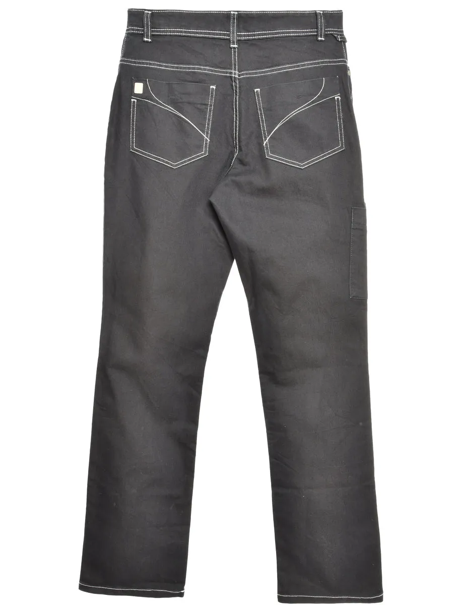 Zip Front Black Straight Fit Jeans - W30 L34