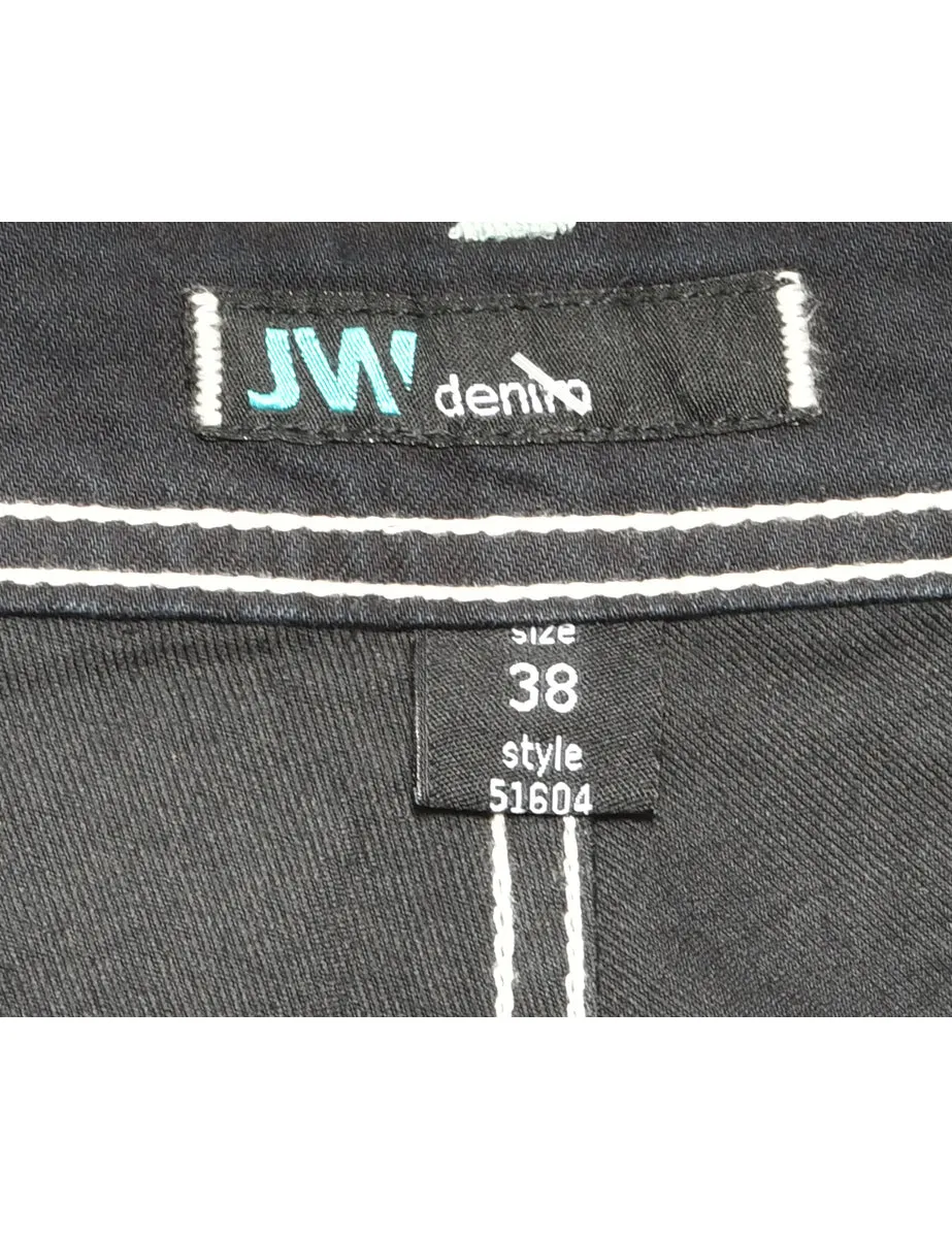 Zip Front Black Straight Fit Jeans - W30 L34
