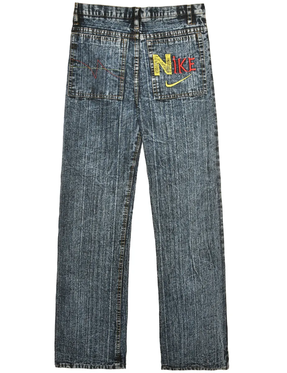 Zip Front Straight Fit Bootleg Nike Jeans - W30 L32