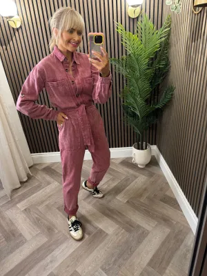 Zola Washed Rose Denim Jumpsuit